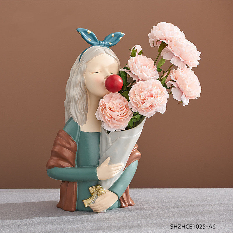 A Nordic Resin Girl Sculpture Abstract Art Room Decoration Home Living Room, Gifts