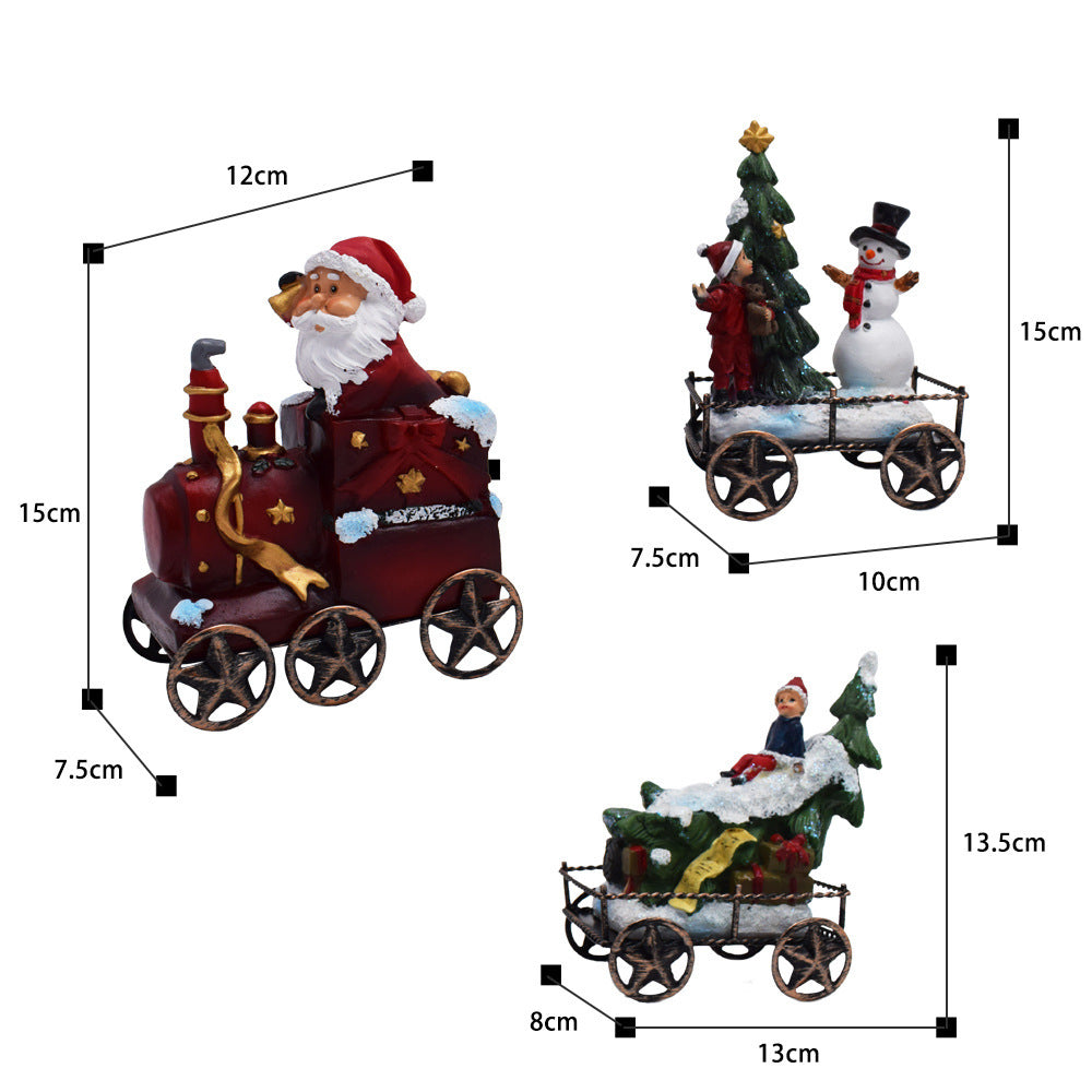 Resin Crafts Santa Claus Train Three-piece Set