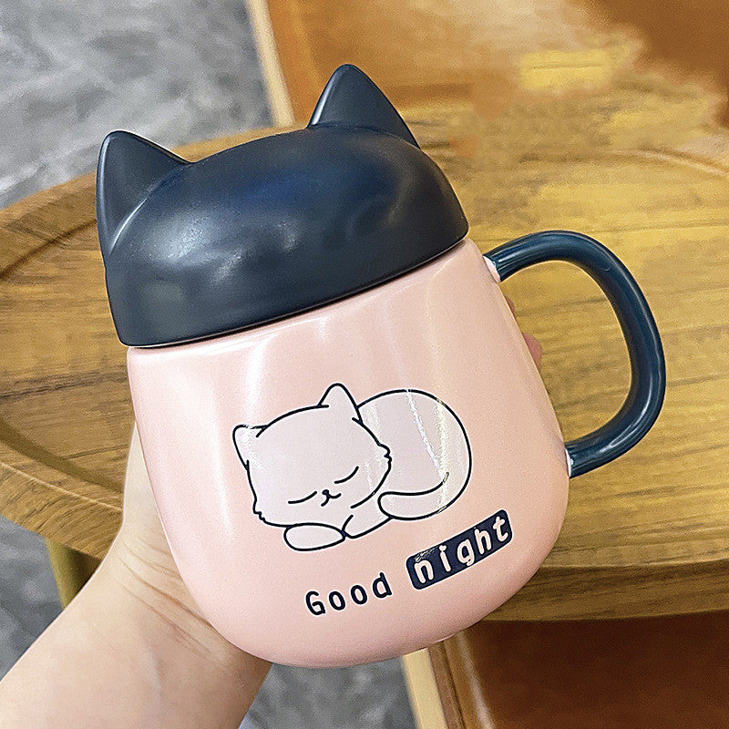 Household Cute Bear Ceramic Mug With Lid