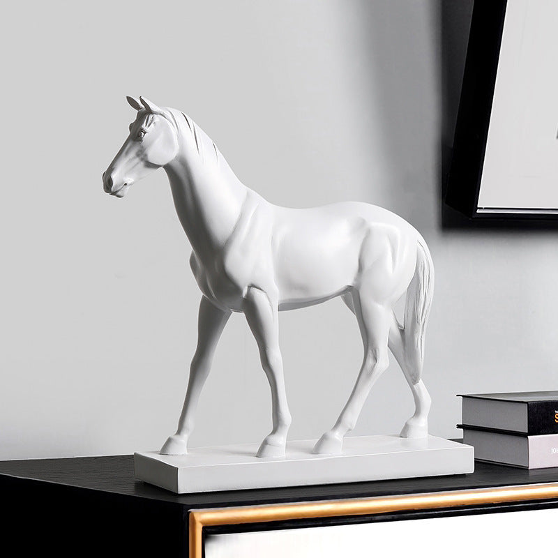 Resin White Horse Sculpture Ornament Living Room & Home Decoration