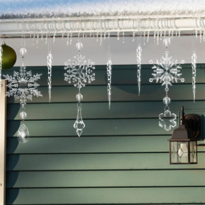 Christmas Tree Hanging Pendants Acrylic Ice Strip Snow Ceiling Xmas Ornaments