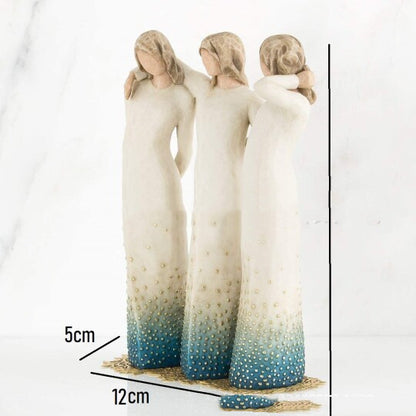 Three Female Resin Sculpture Crafts Ornaments Hand-painted Angel Desktop Decorations