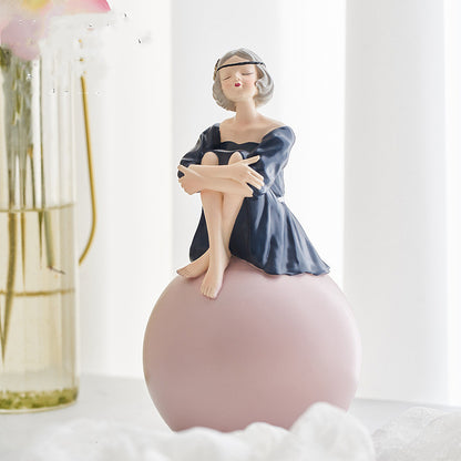 Cute Resin Bubble Girl Character Statue Model Ornaments Home Decoration
