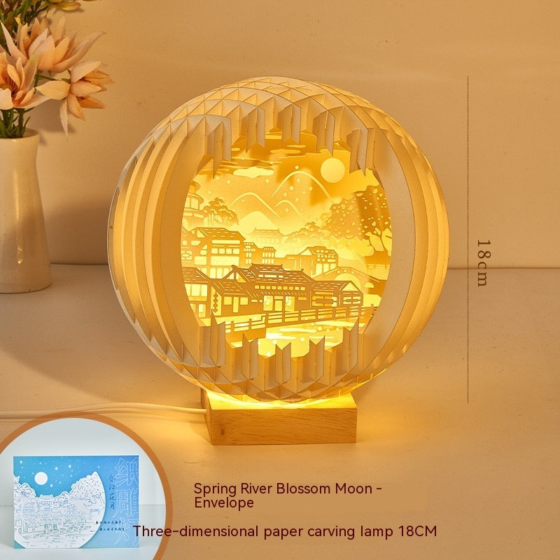 Lampe de nuit créative en trois dimensions en forme de sculpture sur papier, décoration créative pour la maison