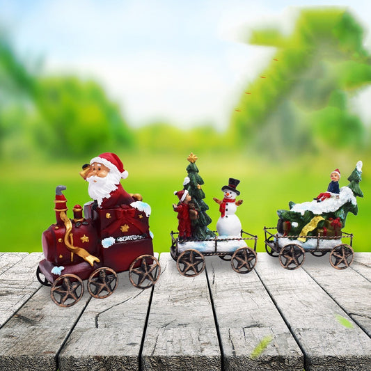 Resin Crafts Santa Claus Train Three-piece Set