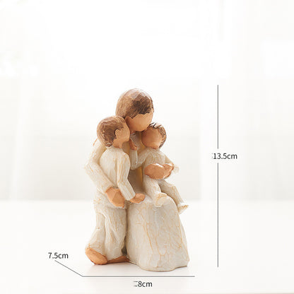 Statue en résine de Willow Tree représentant une mère et sa fille de style nordique