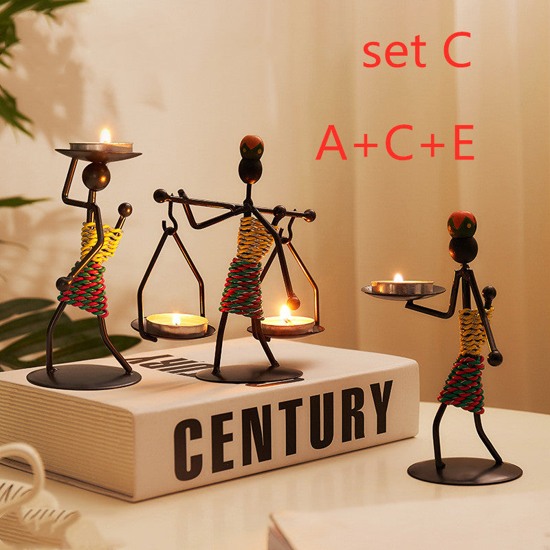 Girl iron candlestick decoration