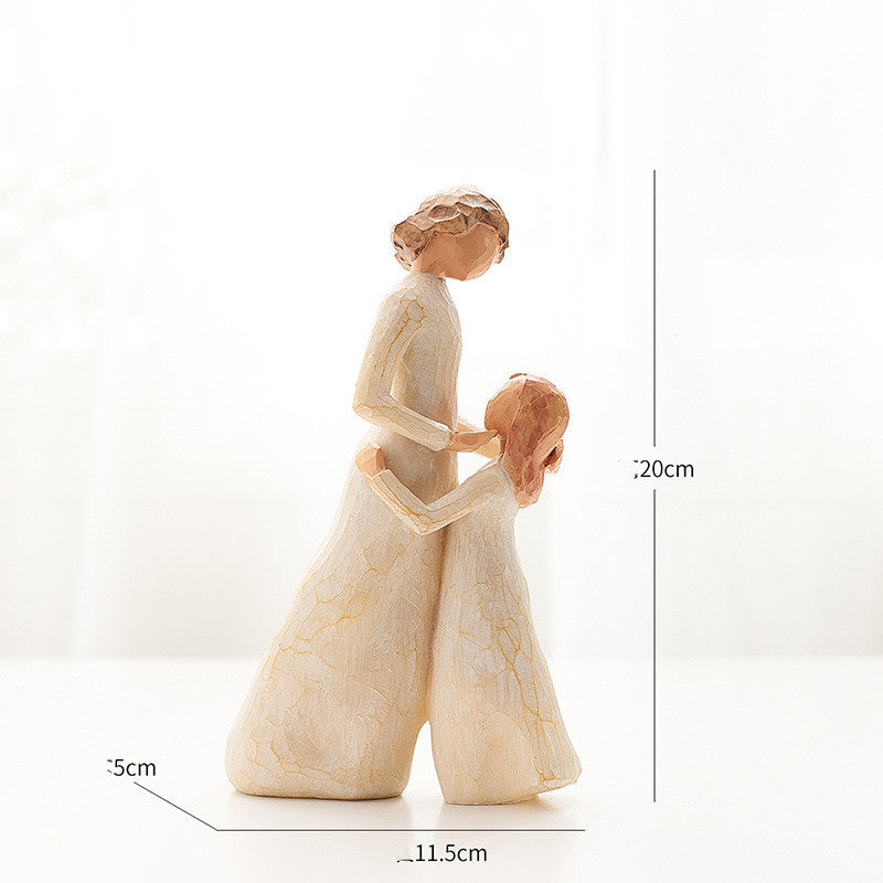 Statue en résine de Willow Tree représentant une mère et sa fille de style nordique