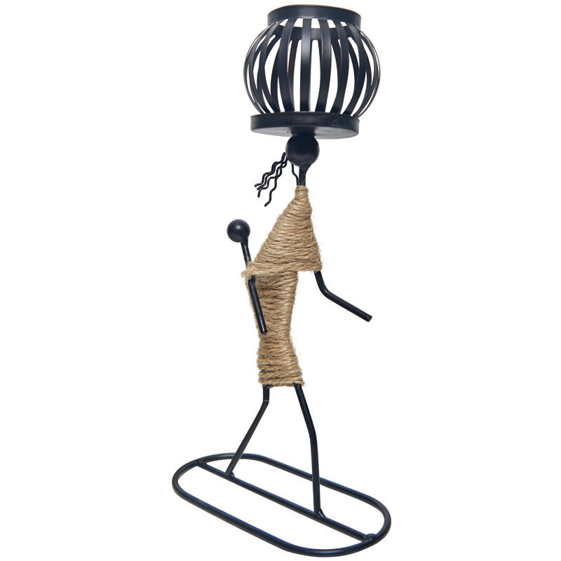 Girl iron candlestick decoration