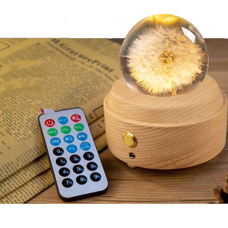 Dandelion Plant Specimen Crystal Ball Music Box