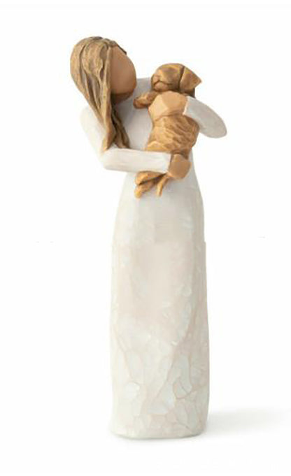 Resin Women and Dog Crafts Home Decoration Couple Ornaments