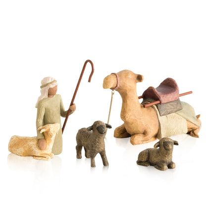 Shepherd and Stable Animals Resin Figurines Ornament