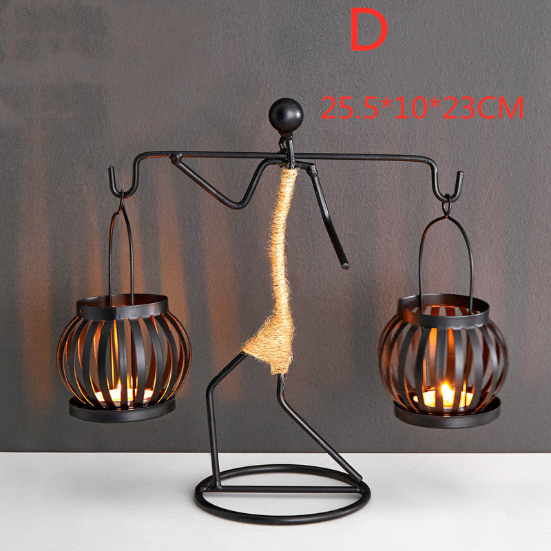 Girl iron candlestick decoration
