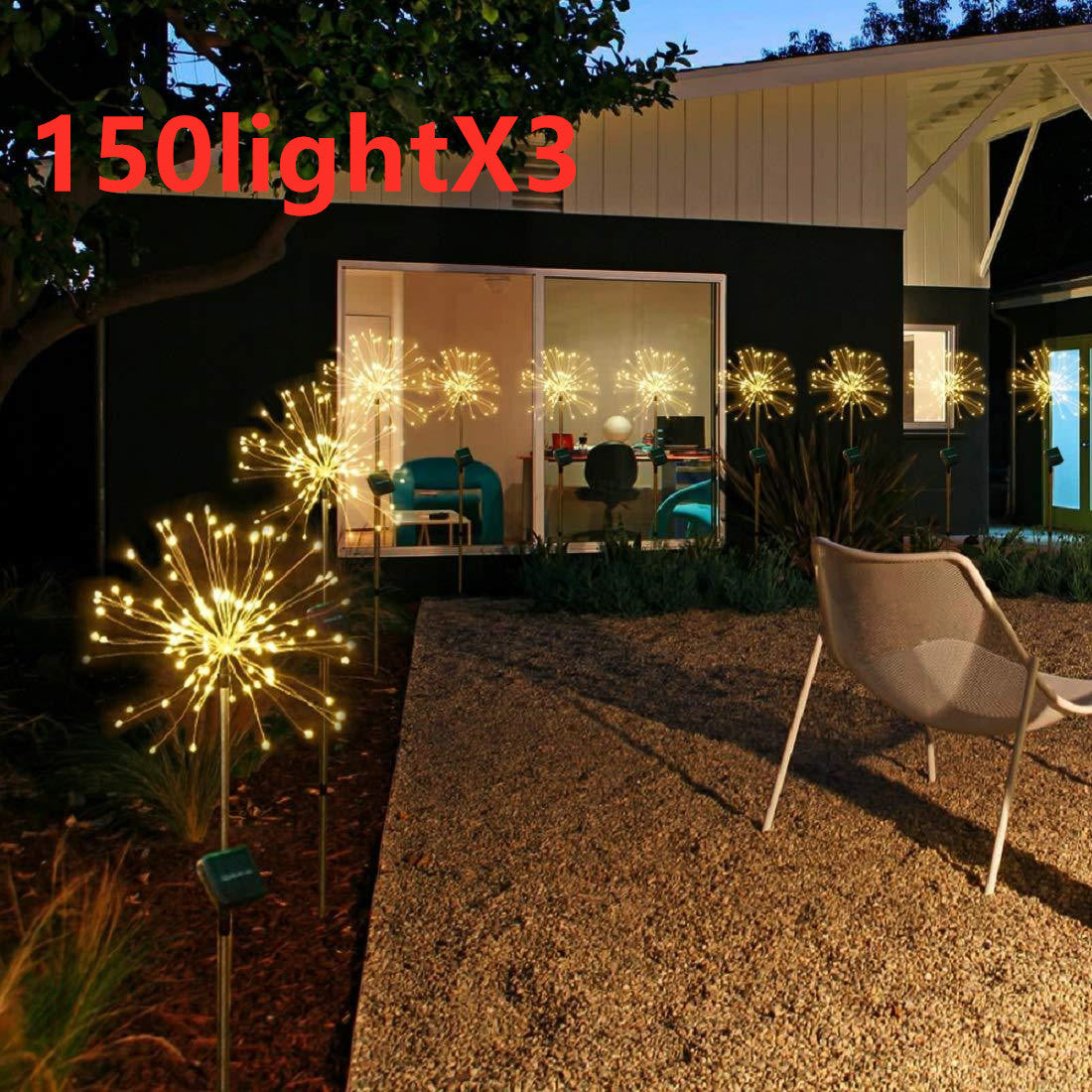 Nouvelle prise de terre solaire feux d'artifice guirlande lumineuse LED fil de cuivre décoration de jardin extérieur lumières étoiles lumières de Noël