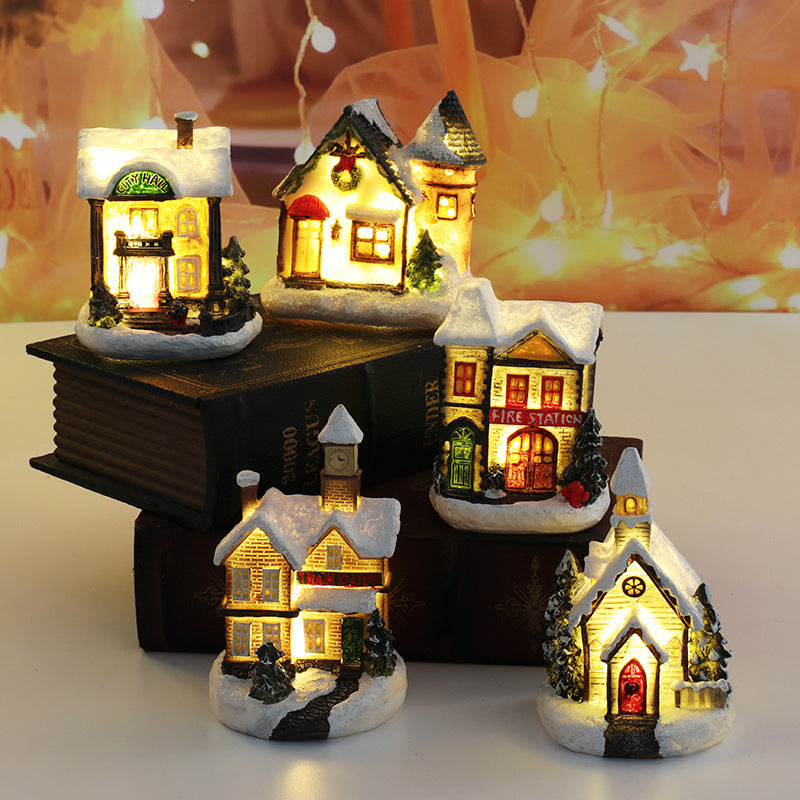 Christmas Small House Micro Landscape Resin Decorations