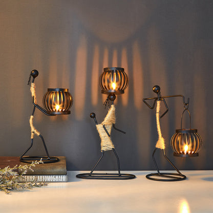 Girl iron candlestick decoration