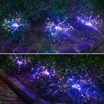 Nouvelle prise de terre solaire feux d'artifice guirlande lumineuse LED fil de cuivre décoration de jardin extérieur lumières étoiles lumières de Noël
