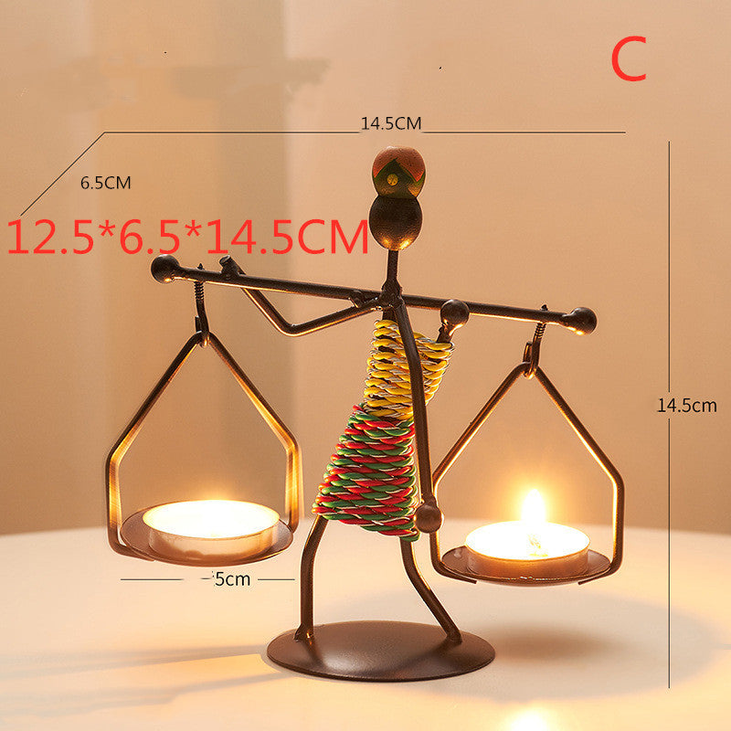 Girl iron candlestick decoration