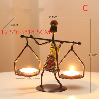 Girl iron candlestick decoration