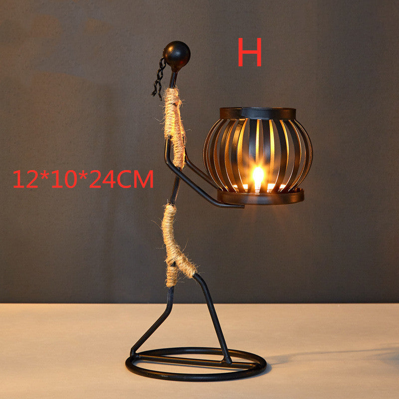Girl iron candlestick decoration