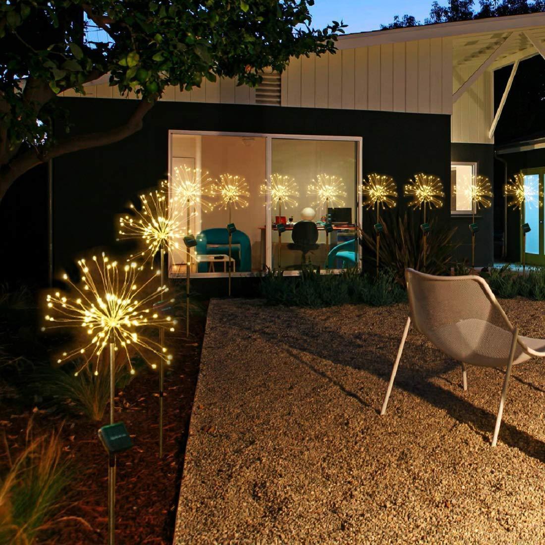 Nouvelle prise de terre solaire feux d'artifice guirlande lumineuse LED fil de cuivre décoration de jardin extérieur lumières étoiles lumières de Noël