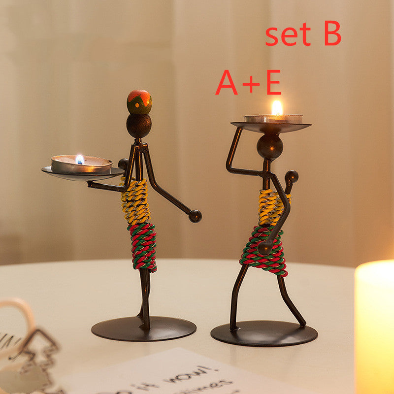 Girl iron candlestick decoration