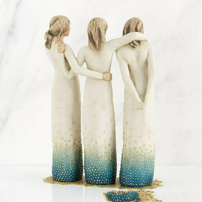 Three Female Resin Sculpture Crafts Ornaments Hand-painted Angel Desktop Decorations