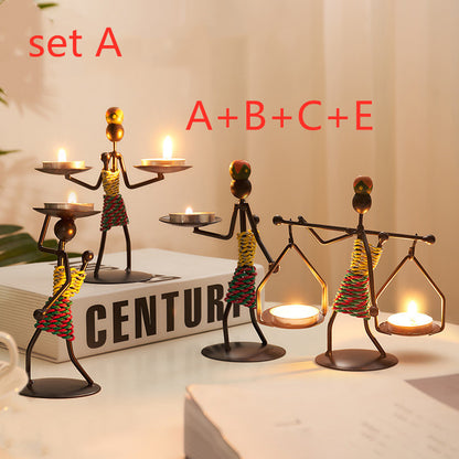 Girl iron candlestick decoration