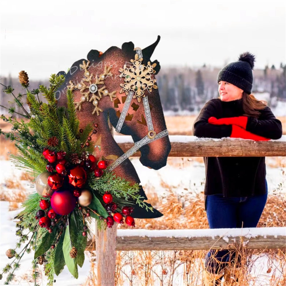 Horse Head Garland Christmas Decoration With Balls