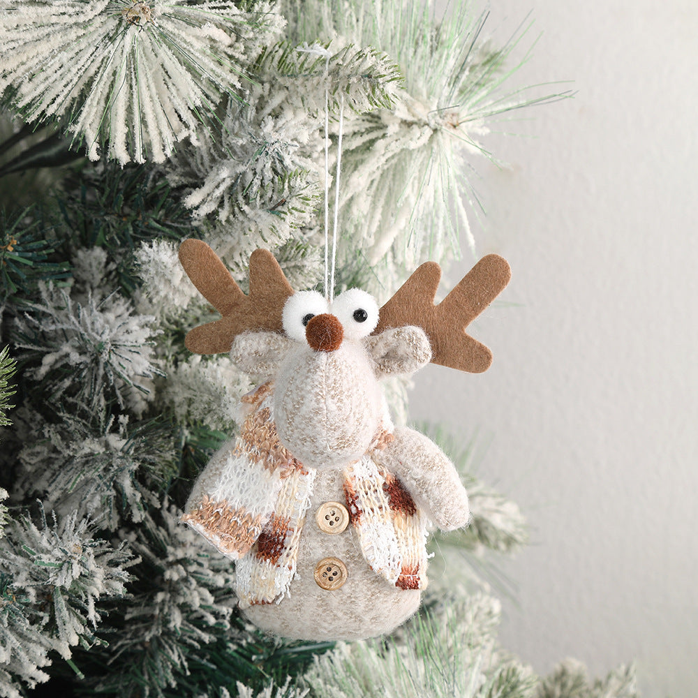 Christmas Pendant Knitted Hat Scarf Snowman Long Fluff Doll