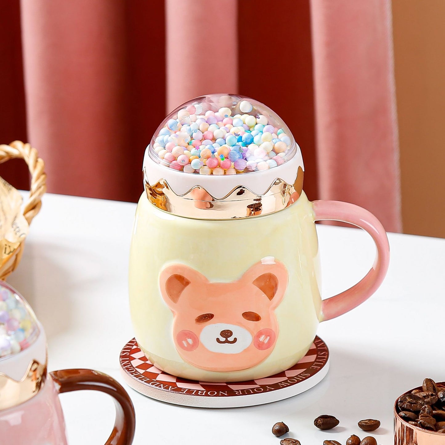 Large Capacity Ceramic Drinking Mug With Lid