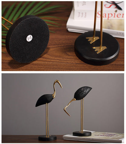 Brass With Solid Wood Crane Bird Ornaments
