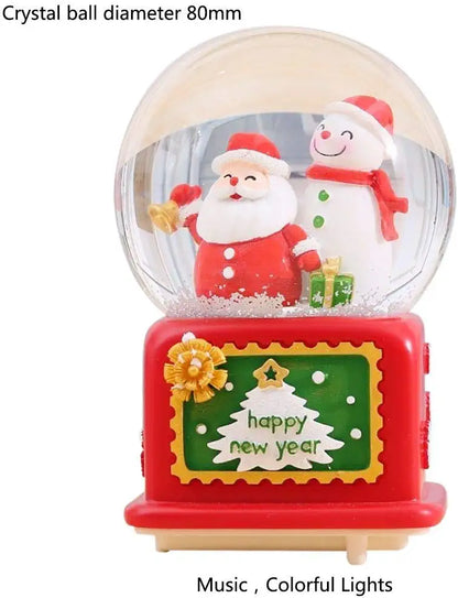 Christmas Crystal Ball Creative Music Box  With Happy New Year Decoration