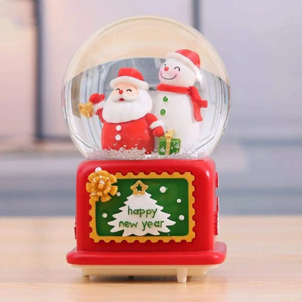 Christmas Crystal Ball Creative Music Box  With Happy New Year Decoration