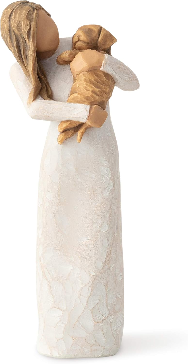 Resin Women and Dog Crafts Home Decoration Couple Ornaments