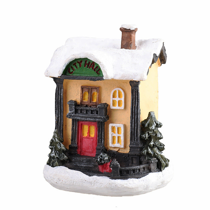 Christmas Small House Micro Landscape Resin Decorations