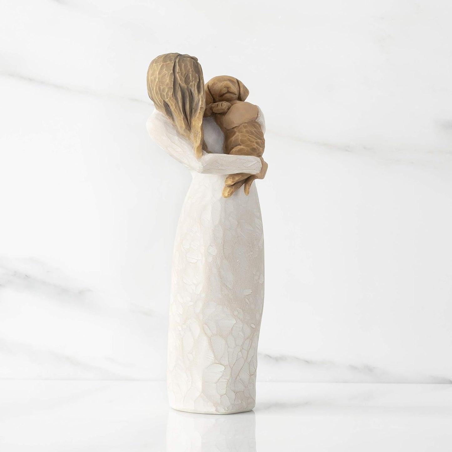Resin Women and Dog Crafts Home Decoration Couple Ornaments