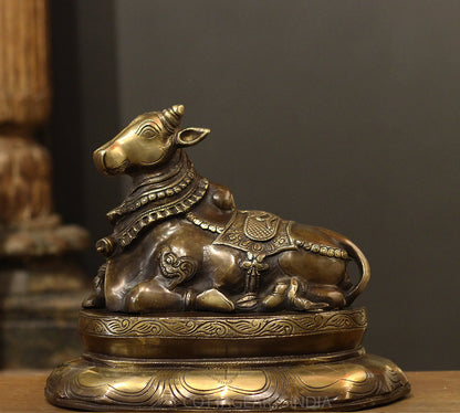 Brass Nandi On Lotus Stand