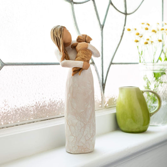 Resin Women and Dog Crafts Home Decoration Couple Ornaments