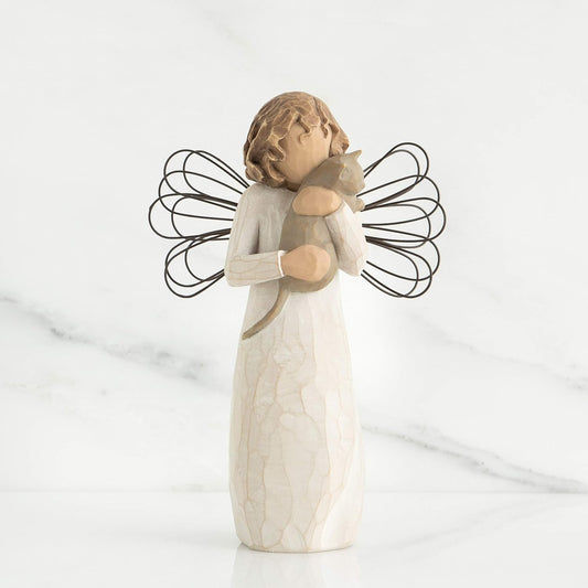 Resin Girl Holding Cat Figurines Ornaments