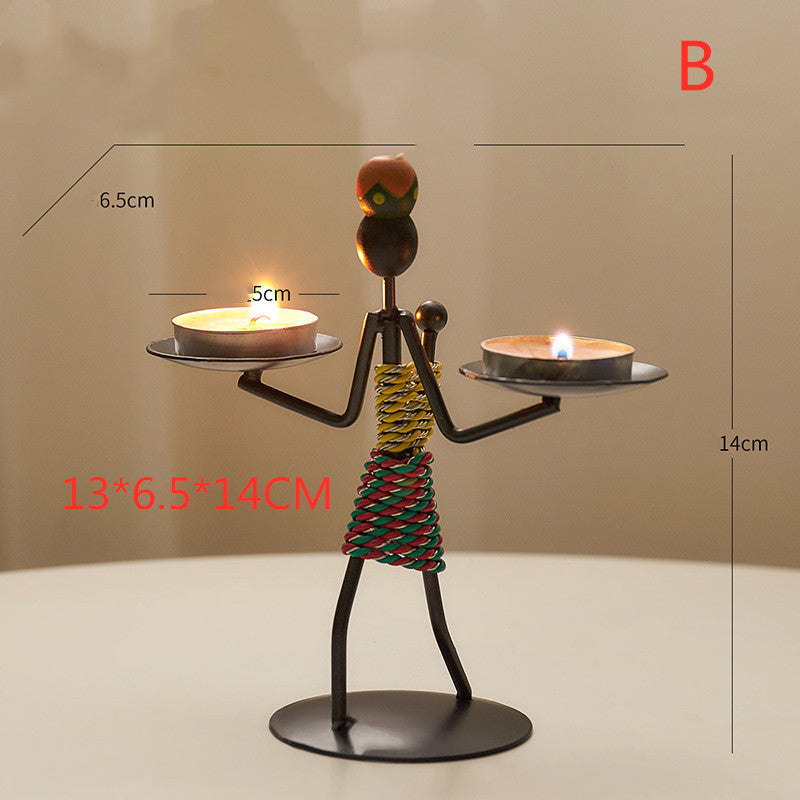Girl iron candlestick decoration