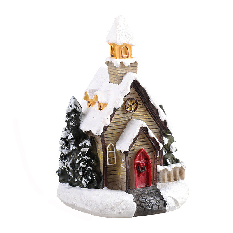 Christmas Small House Micro Landscape Resin Decorations