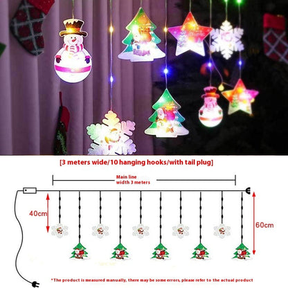 Rideau lumineux de Noël peint, disposition des fêtes, fil recouvert de caoutchouc, lumière d'ambiance