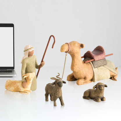 Shepherd and Stable Animals Resin Figurines Ornament