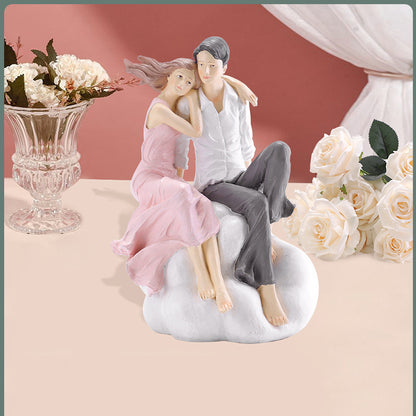 Resin Sculpture Romantic Sitting Couple Statue Decor Figurines