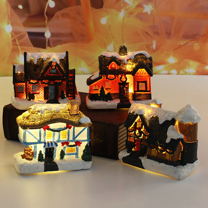 Christmas Small House Micro Landscape Resin Decorations