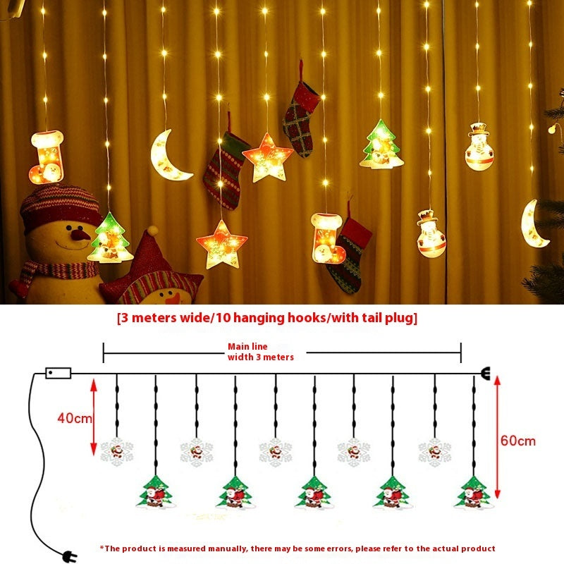 Rideau lumineux de Noël peint, disposition des fêtes, fil recouvert de caoutchouc, lumière d'ambiance
