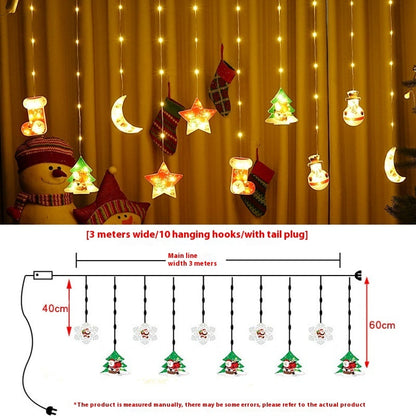 Rideau lumineux de Noël peint, disposition des fêtes, fil recouvert de caoutchouc, lumière d'ambiance
