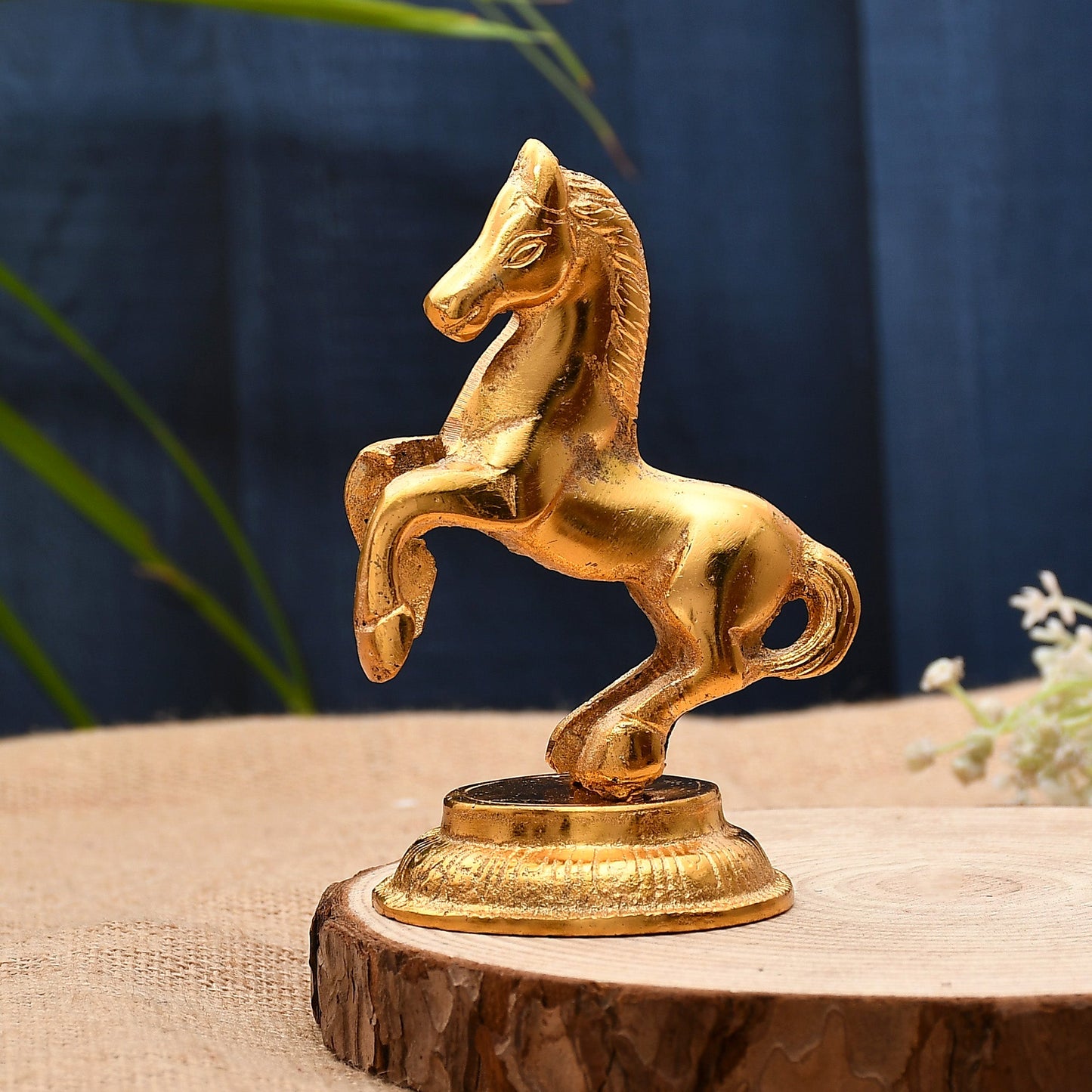 Golden Standing Horse Metal Statue