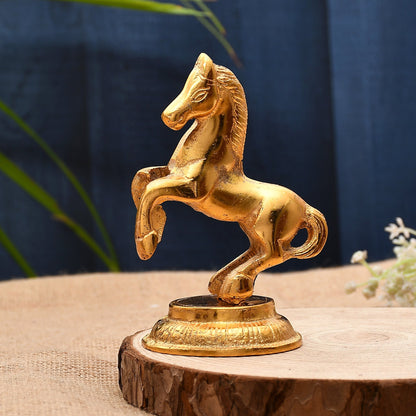 Golden Standing Horse Metal Statue